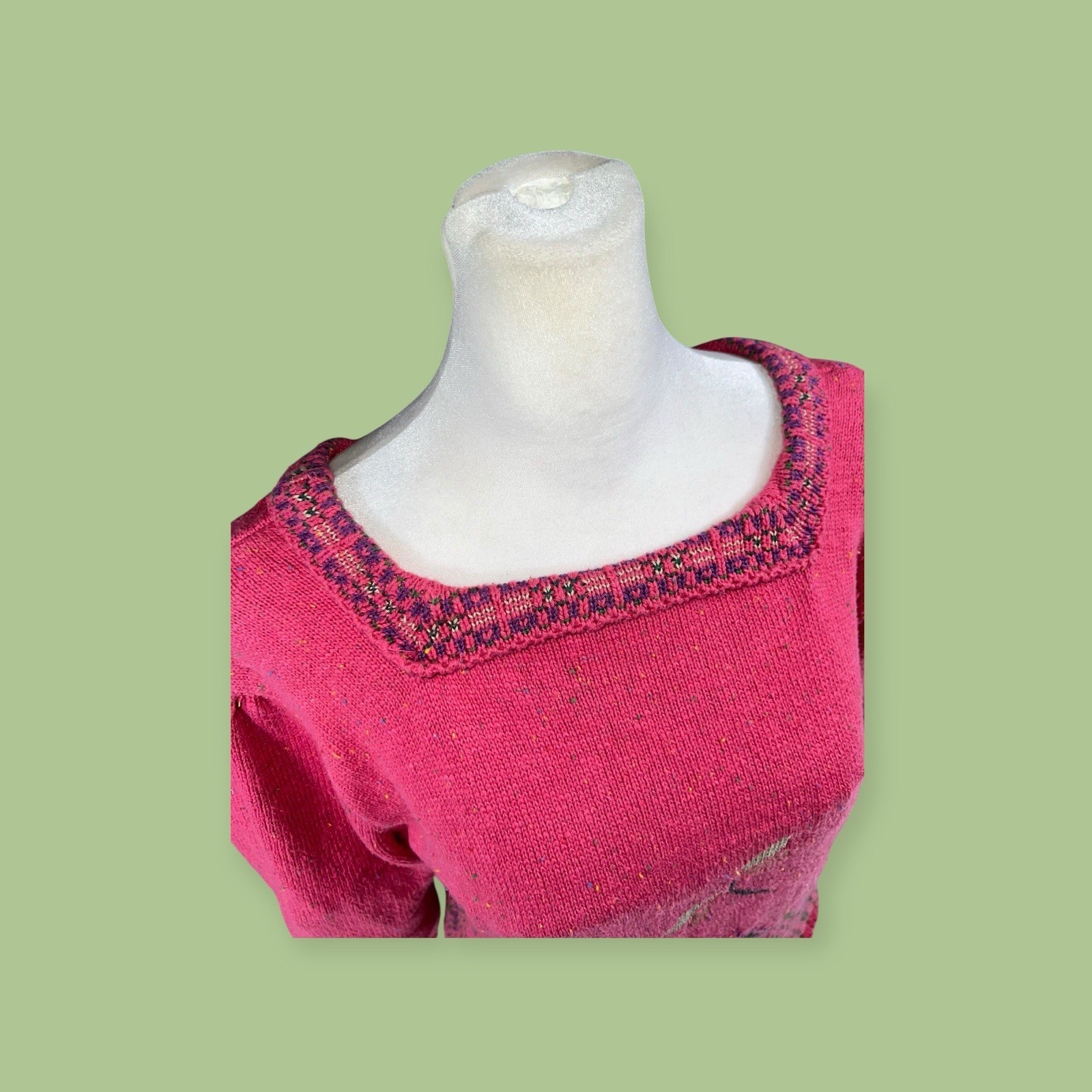 VTG 1990s COTTON DRAGONFLY WHIMSICAL CROPPED SWEATER Y2K FAIRY CORE BOHO PRAIRIE