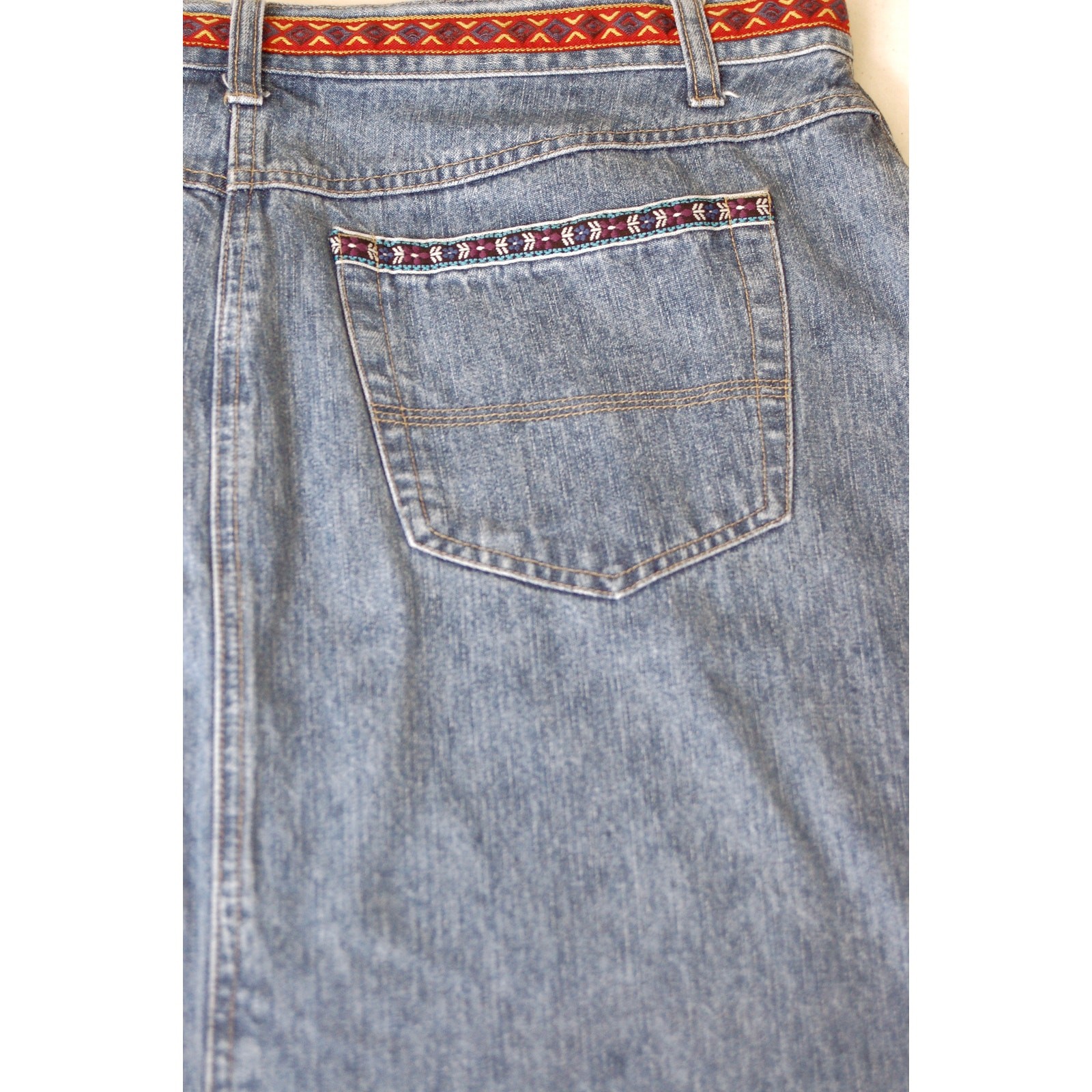 Vintage 90s Venezia Denim Maxi Skirt Southwest Long 16 Volup Curvy Tall