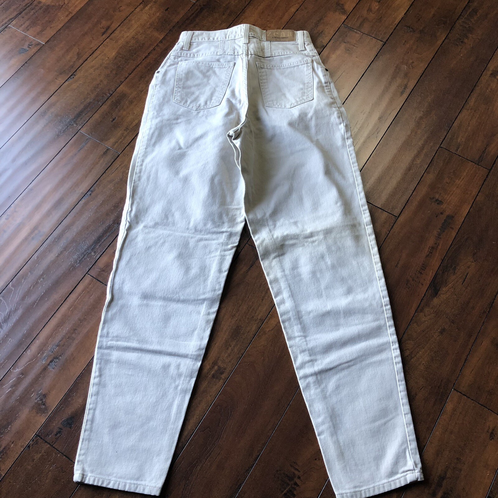 Zena Mom Jeans Size 8T High Rise Tapered Retro Tan Pockets 27×32 Vintage