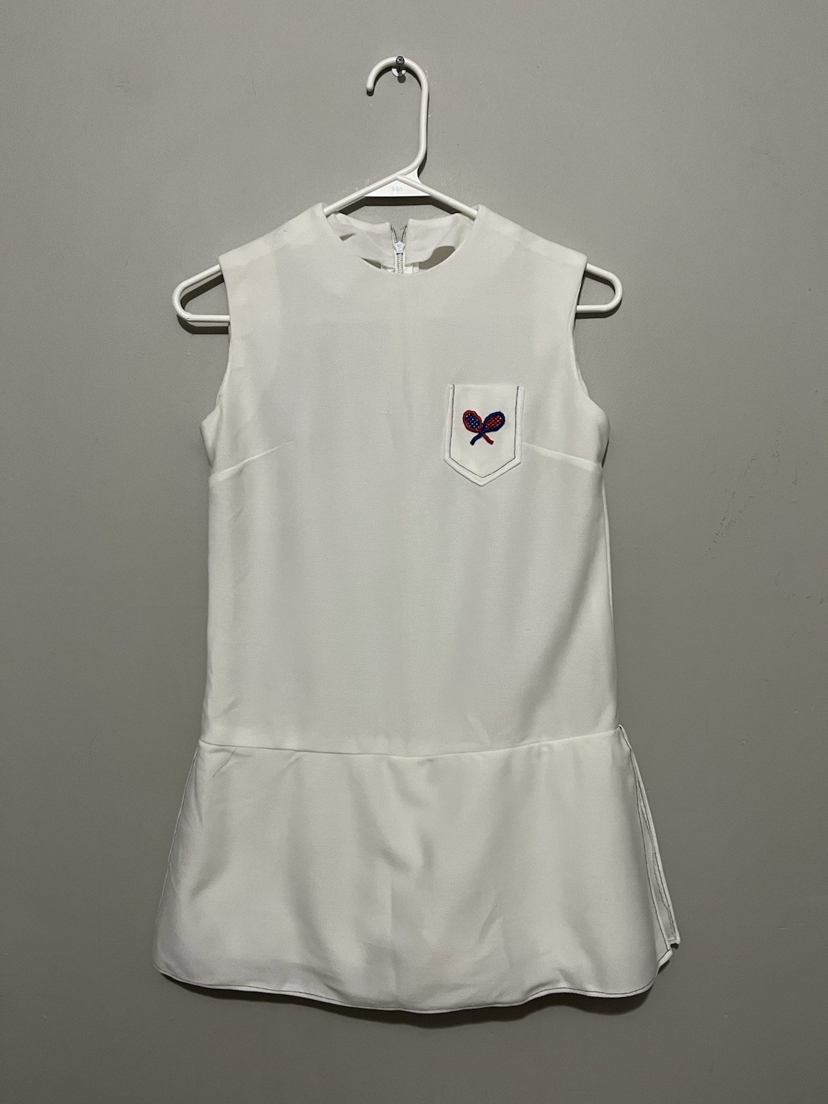 Vintage 1960s 70s Handmade Tennis Romper Dress White Skort Mod Size XS/Small