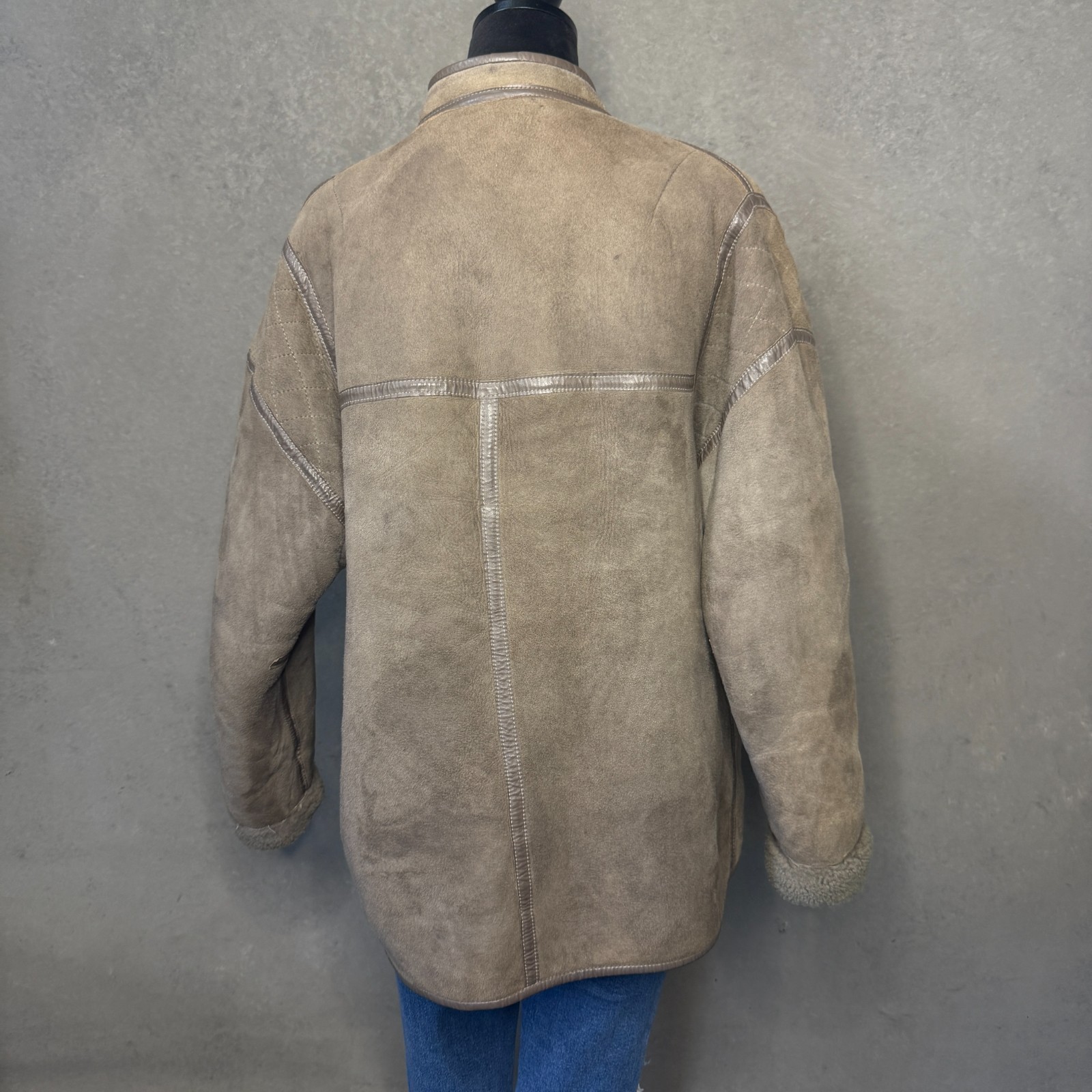 Wallace Sacks Furriers Vintage Sheepskin Shearling Coat England UK 16 EU 42