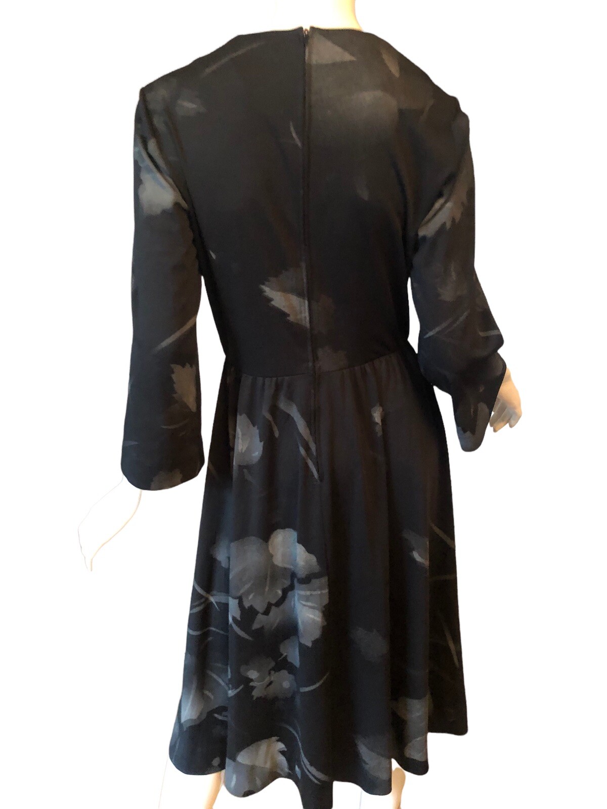 Vtg 70s BLEEKER STREET Jonathan Logan Dress M ART FLORAL Print BELL Sleeve MIDI