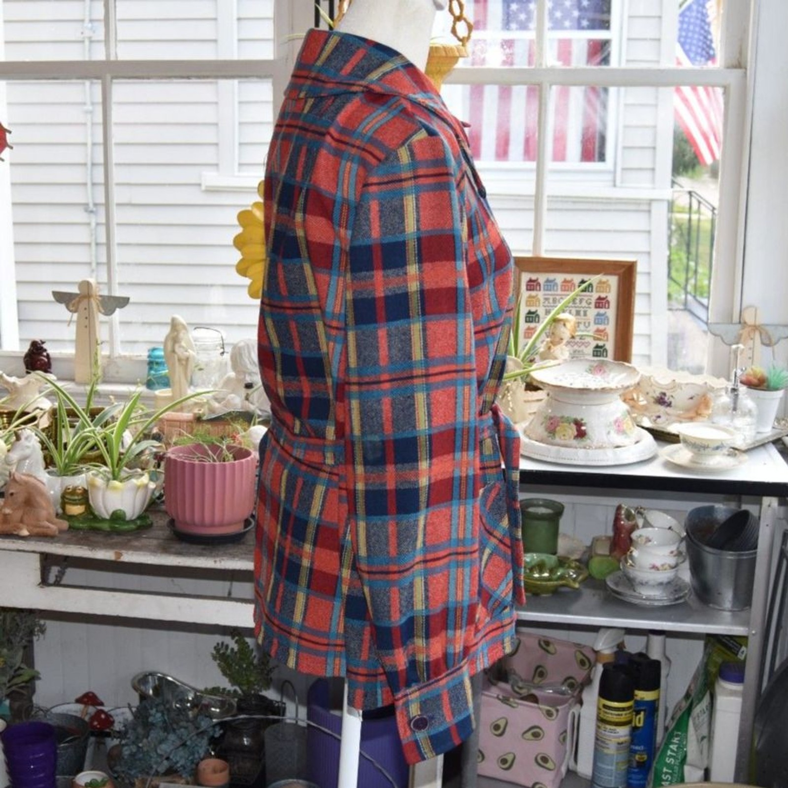 Vintage 60s-70s Pendleton Knockabouts Virgin Wool Plaid Belted Jacket Women&rsquo;s M