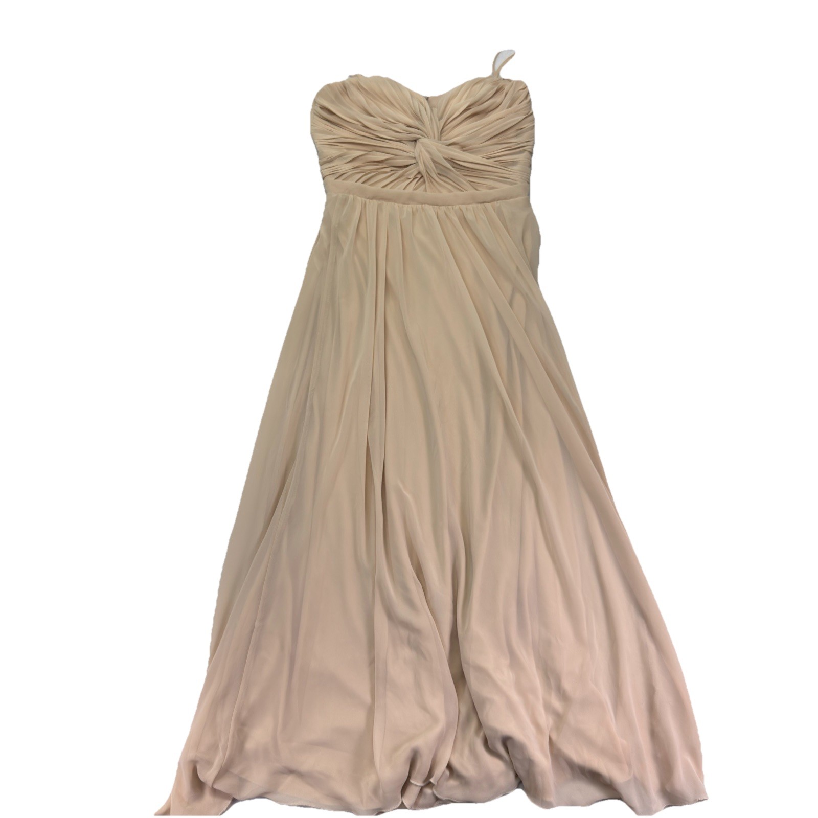 VTG Formal Gown Champagne Nude Pleated Chiffon Maxi Dress Goddess Retro Glam