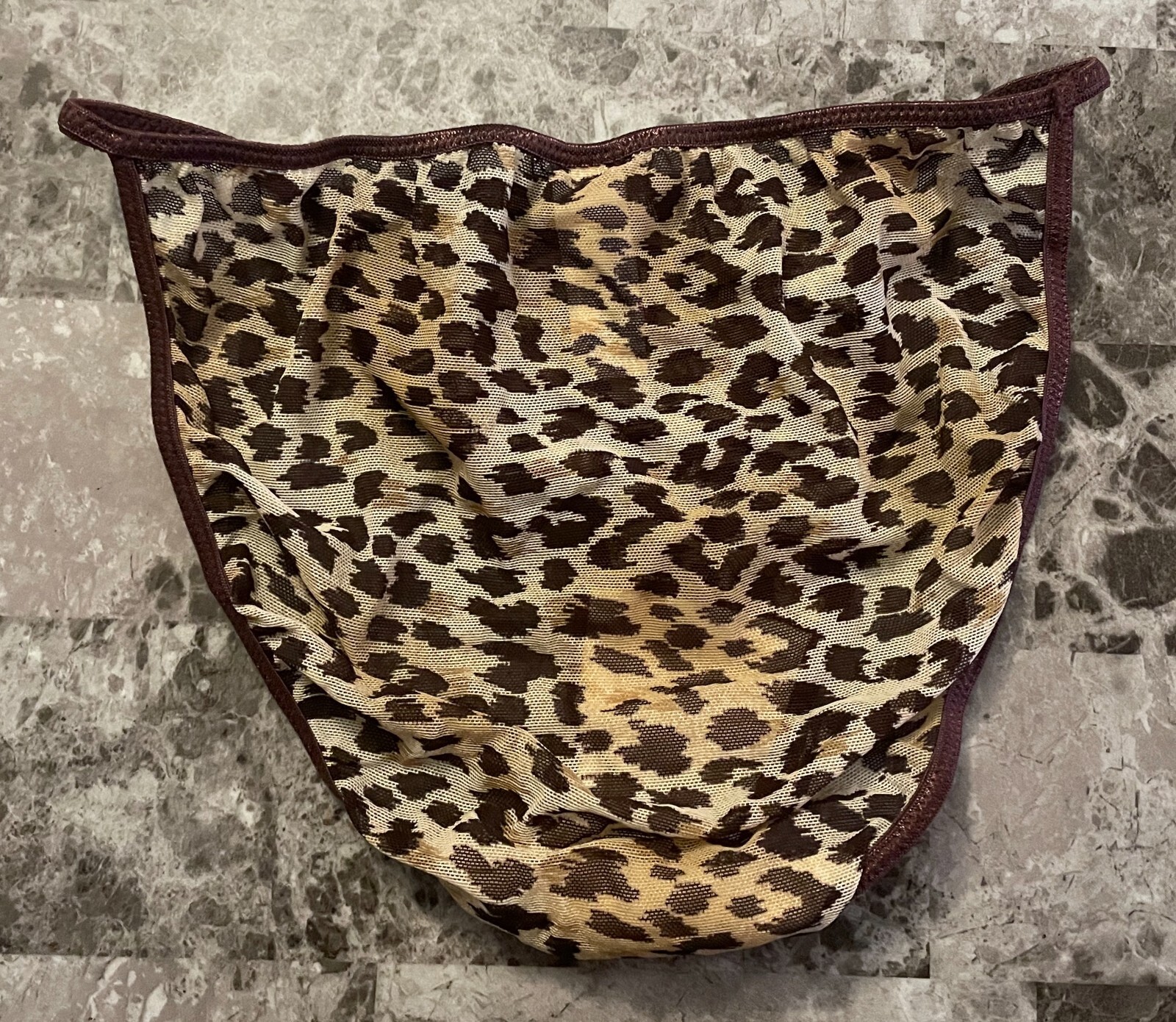 MARILYN MONROE by WARNER&rsquo;S SMALL LEOPARD CHEETAH MESH RARE VINTAGE STRING BIKINI