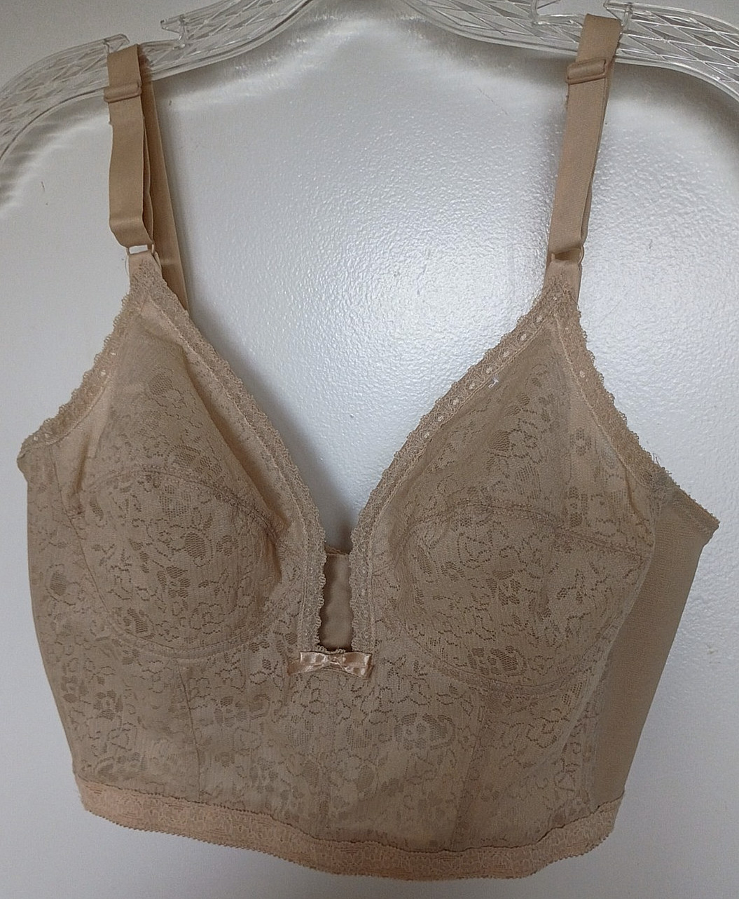 Lady Marlene 100% nylon solid beige long-line bra 38B