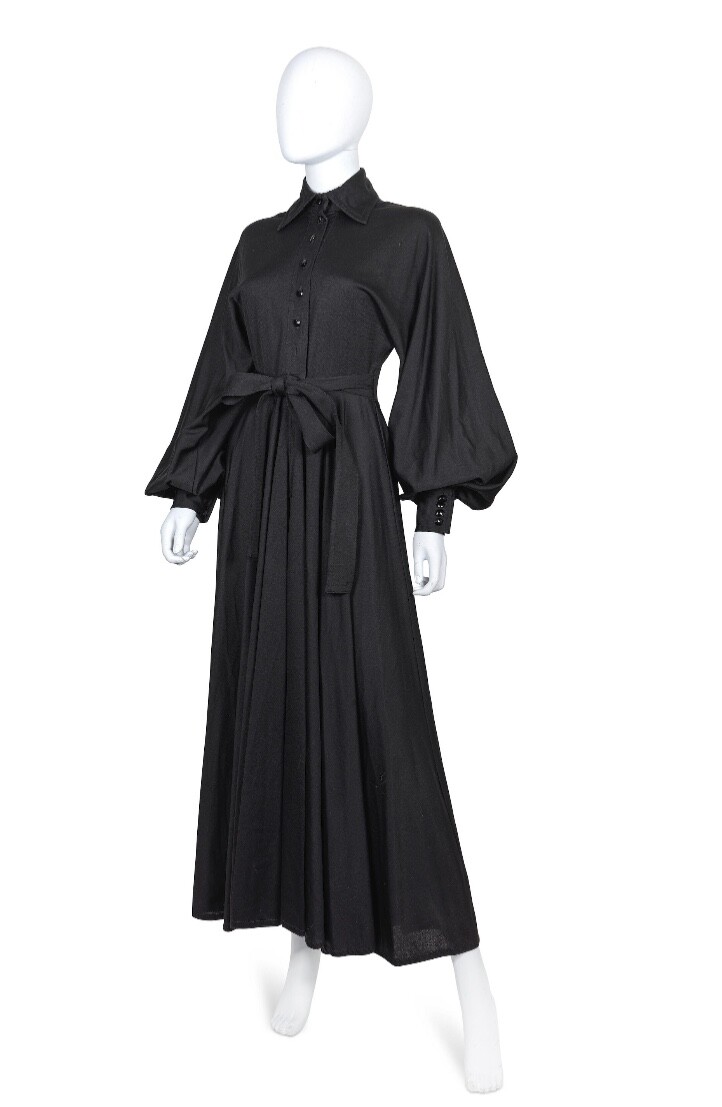 Jean Varon (1938-2022) Black Cobweb Spider Dress, circa 1973