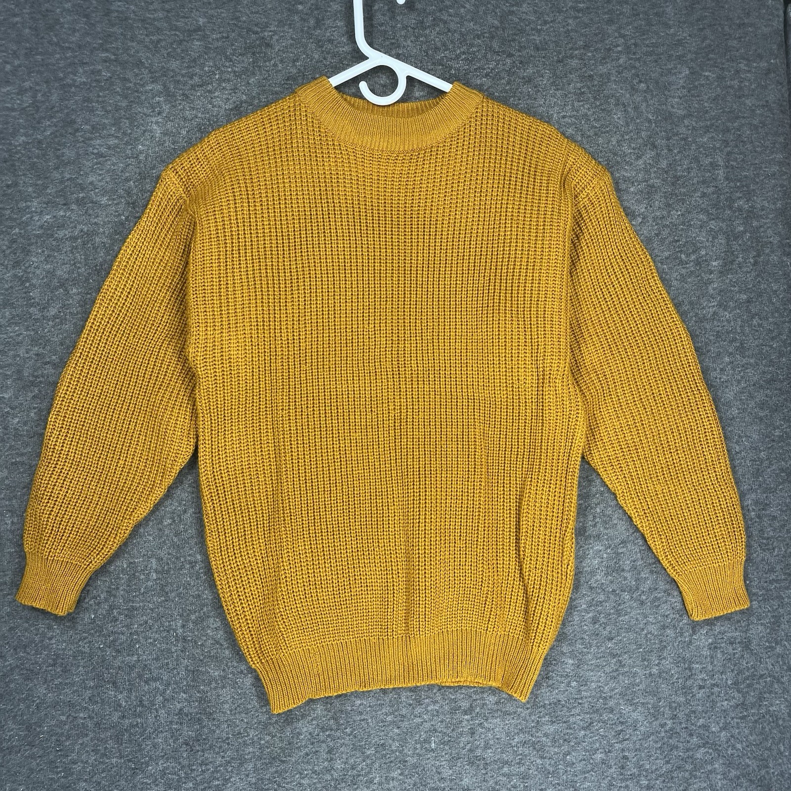 Vintage Roman’s Crew Neck Chunky Knit Sweater Goldenrod Brown Mustard Womens Med