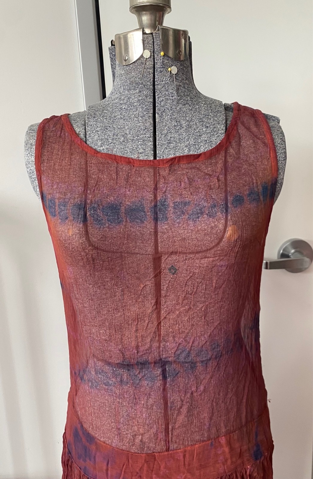Vintage Upcycled 1990s does 1920s Tie Dye Sheer Maxi Dress Life of Vice New Aura