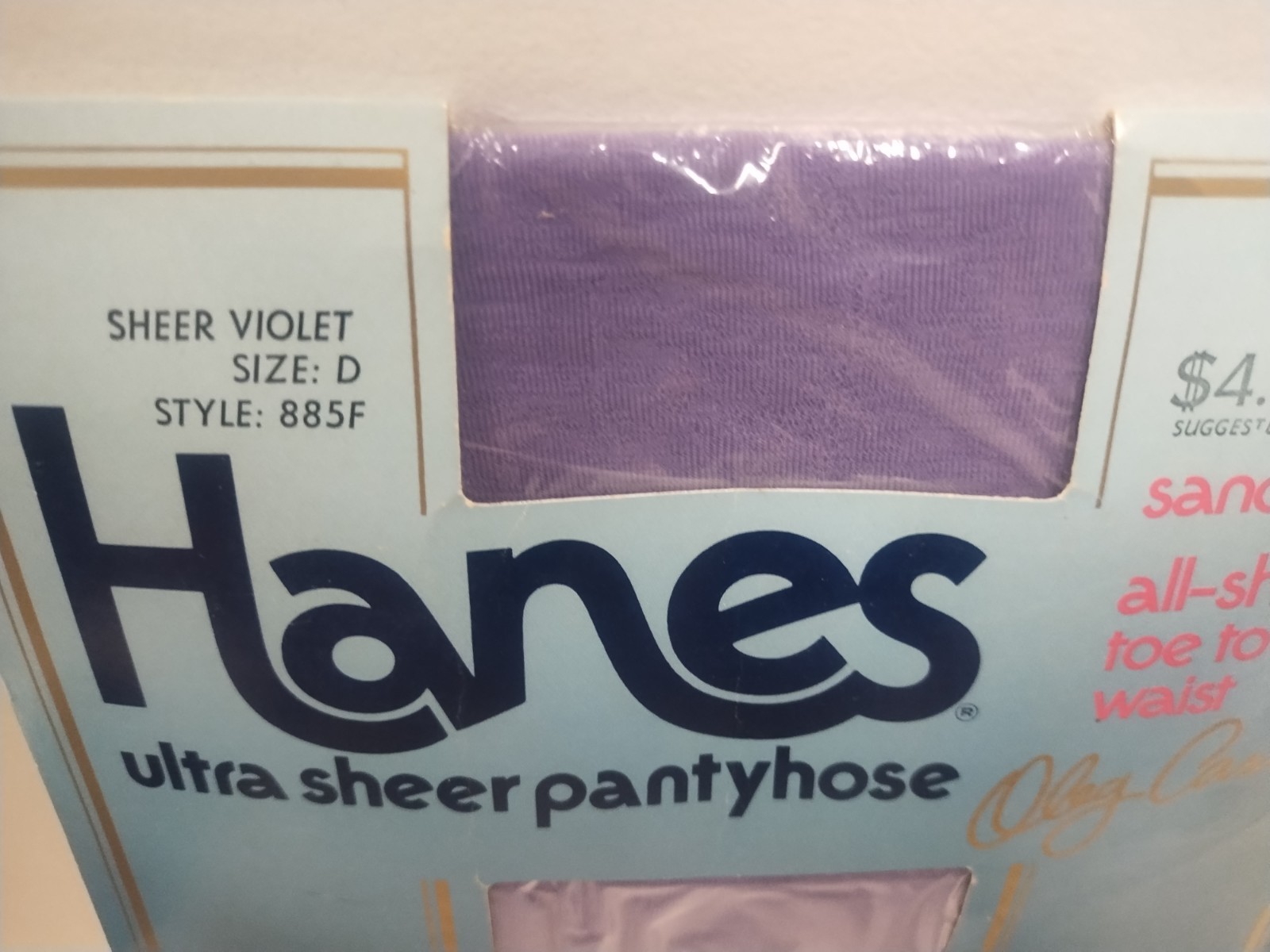 Vintage 80s Hanes Pantyhose Oleg Cassini Sheer purple lavender VIOLET Size D