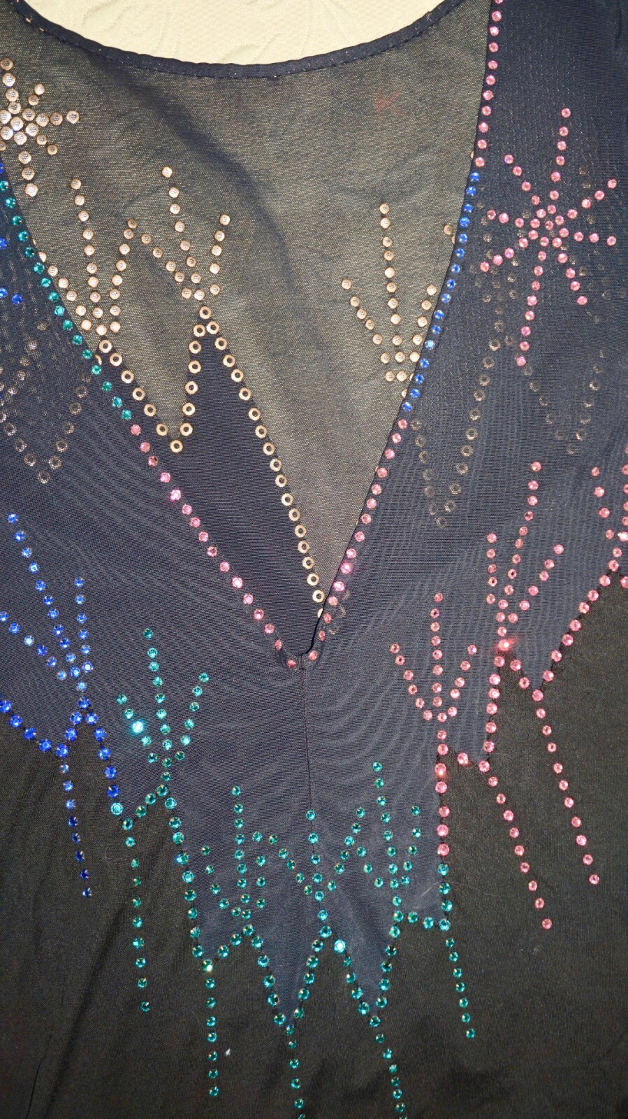 Vtg Giorgio di Sant&rsquo;Angelo Multicolor Rhinestone Stretchy Netted Bodysuit Dress