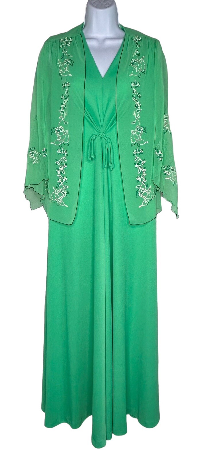 Vintage Lily Lynn Nightgown & Embroidered Bed Jacket Mint S/M (See Description)