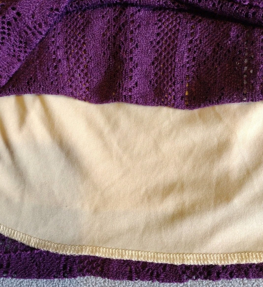 EUC Y2K Sequin Hearts Purple Lined Crochet Lace Stretch Dress Jr Sz M #CL