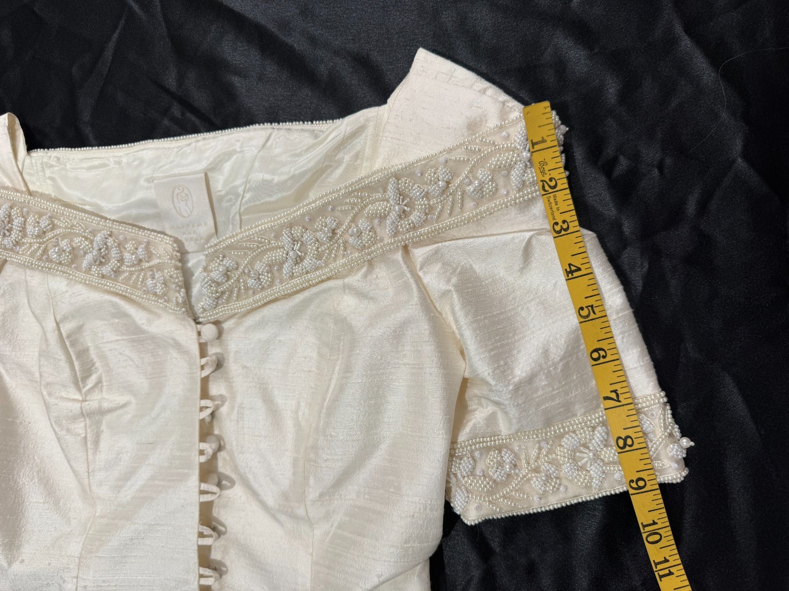 Vintage Romantic Beaded Ivory Blouse Skirt Set Watters Watters Bridal Top Sz 2/4