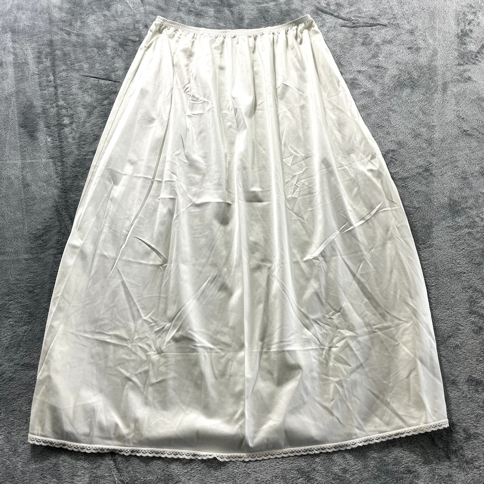 Vintage Vanity Fair Slip Skirt Silky Lace Trim Maxi Long Medium 30in