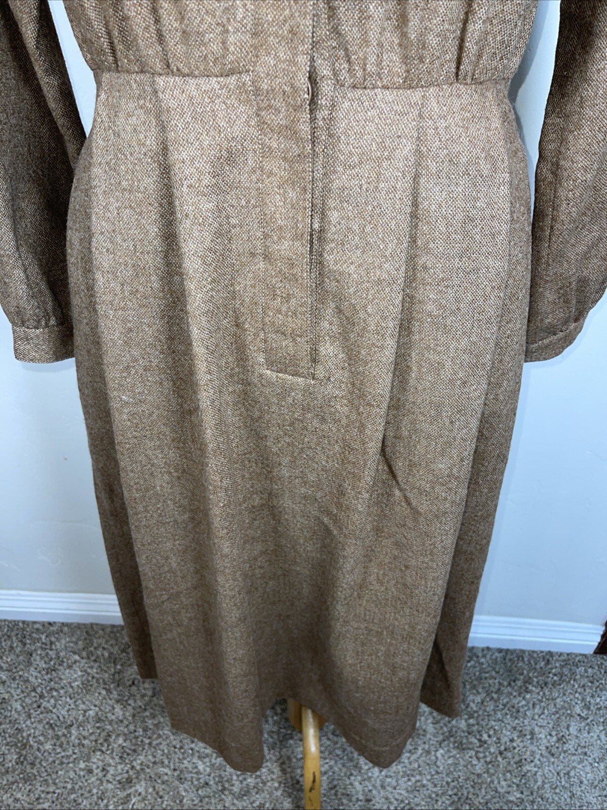 Vintage Authentic Rare Gucci Wool Blend W Suede Leather Dress Small Medium
