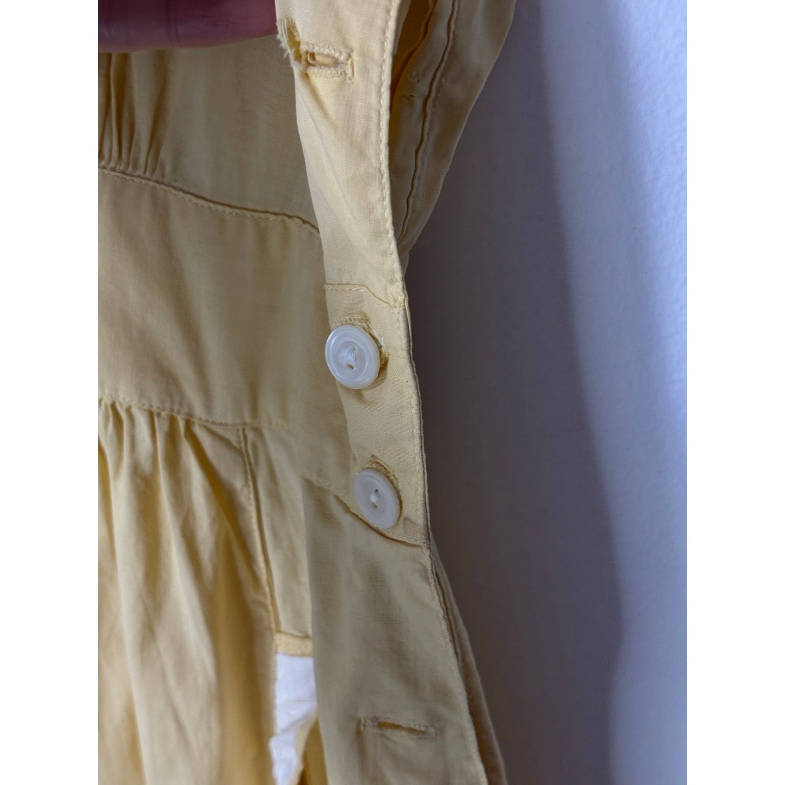 1950s Expensive Simplicity Yellow Cotton Ruffle Maids Uniform Dress As Is
