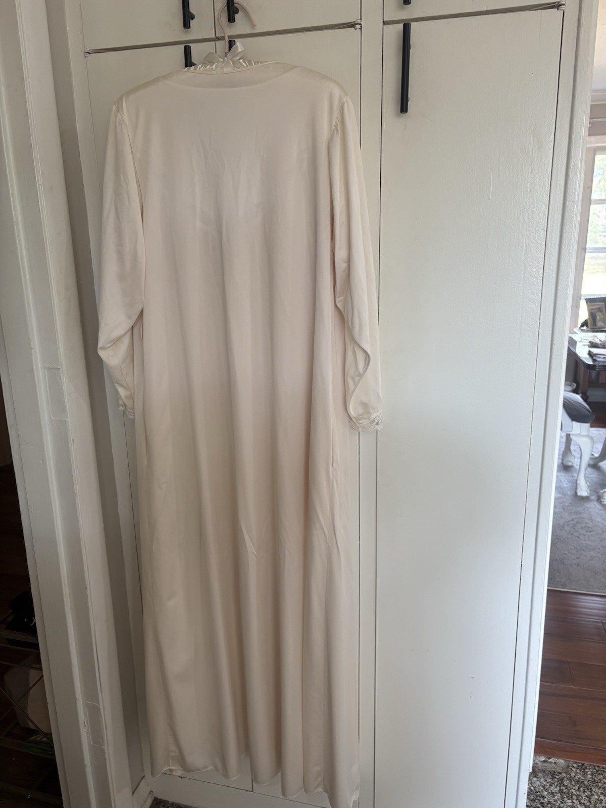 VTG Shadowline Peignoir Set Negligee Lace Light Blush Small Med 2 Pc Gown Robe