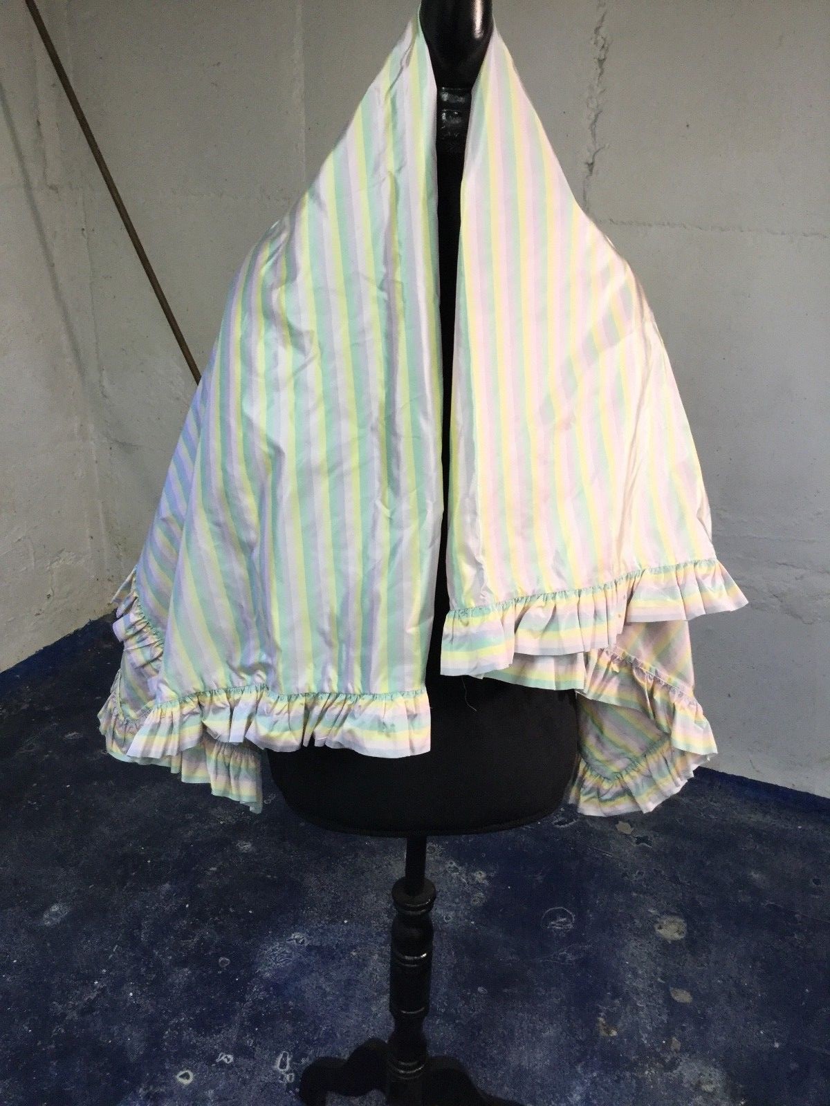 Silk Taffeta Striped Short Evening Dress with Shawl Designer No Label S