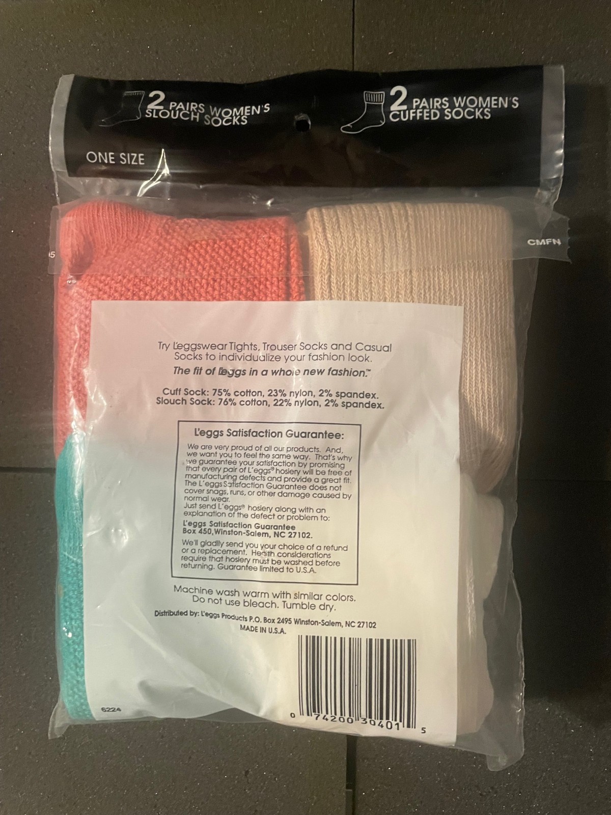 Vtg Leggs Wear Basic Socks 2 Cuffed & 2 Crew Socks One Size 4 Pair (USA)
