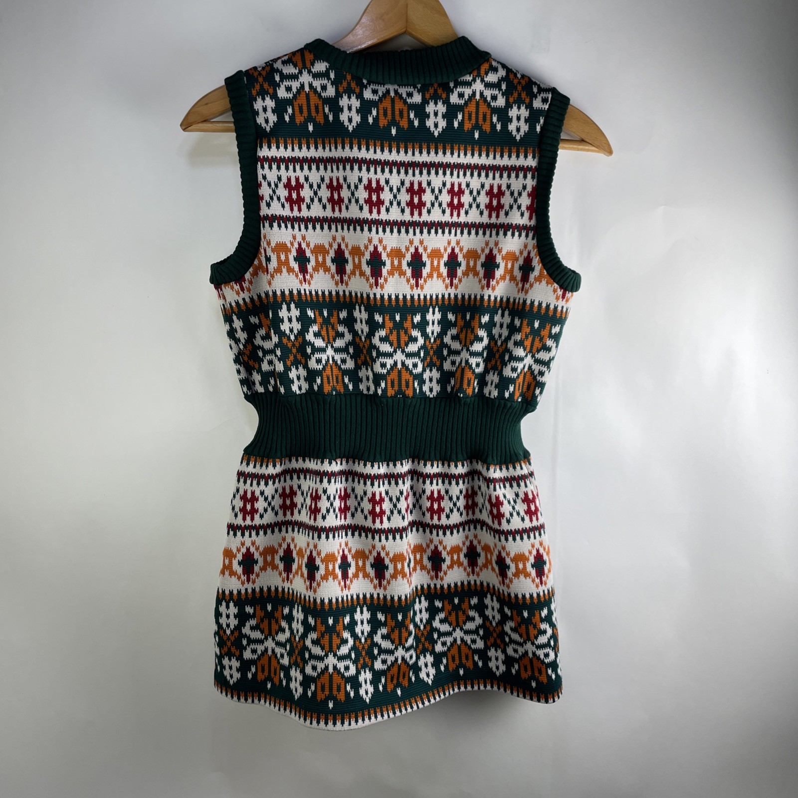VTG J.C. Penney Acrylic Fair Isle Button Front Tunic Vest Women&rsquo;s Small