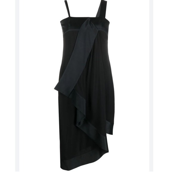 Vintage Christian Dior 2000&rsquo;s Asymmetrical Pleated Black Dress