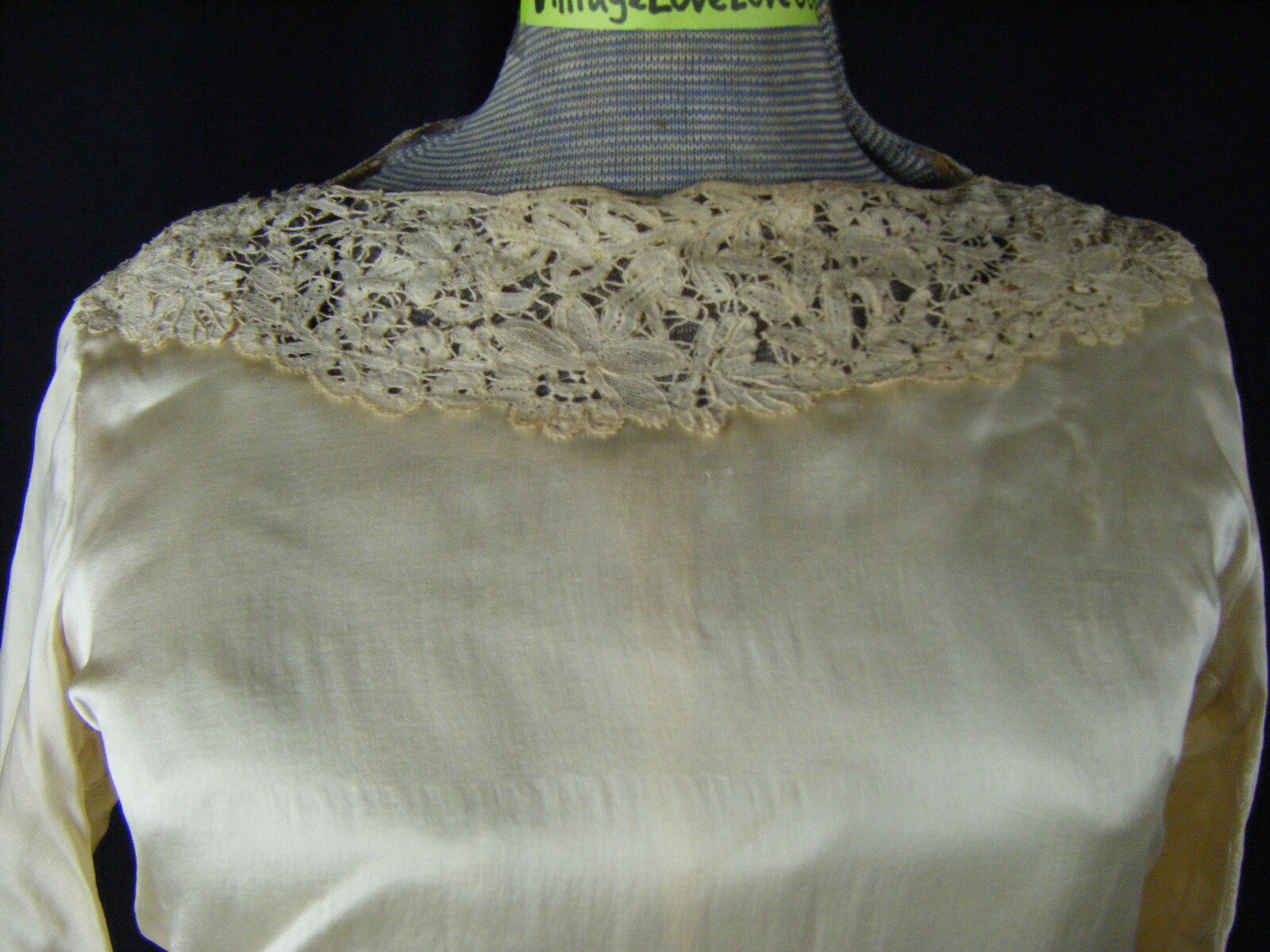 Antique 1920s Ivory Lace Silk Flapper Wedding Dress & Beaded Veil-Bust 36/2XS