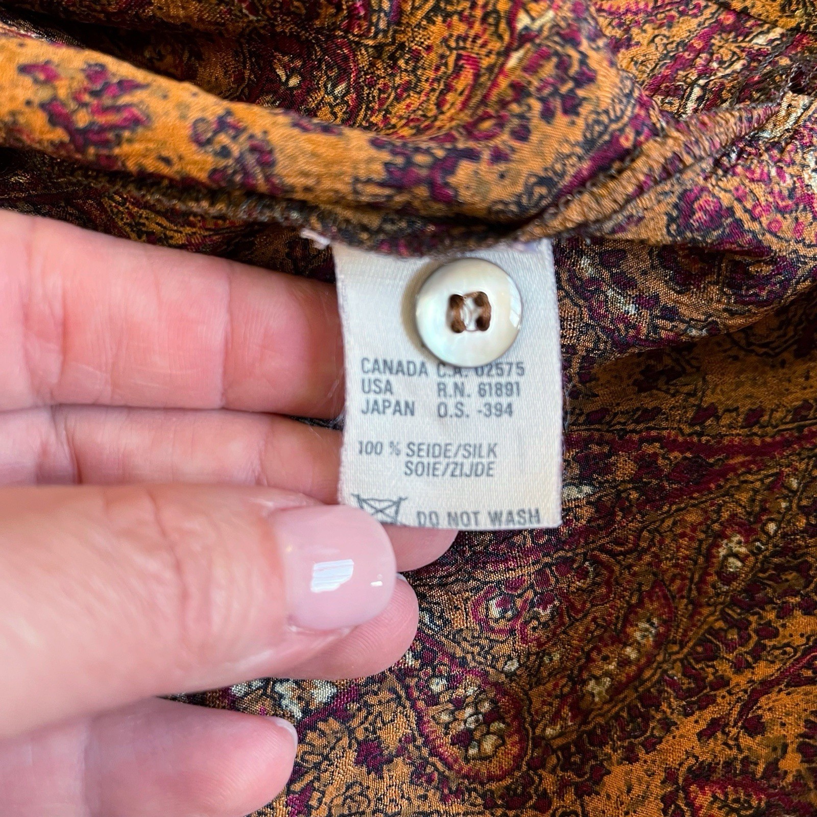 VTG Escada Size 38 Silk Blouse Margaretha Ley Top Paisley Print Button Front