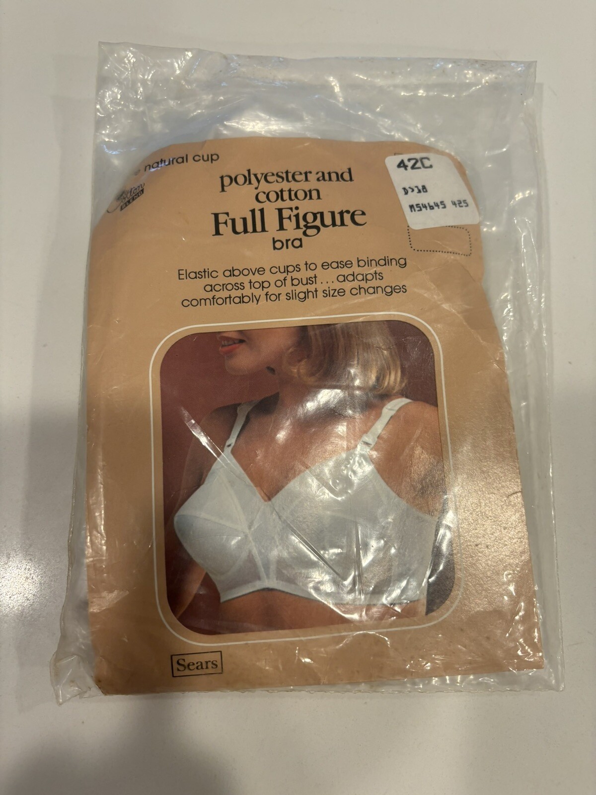 Vintage New Sears Full Figure 42C Soft Cup Full Support Bra In Pkg