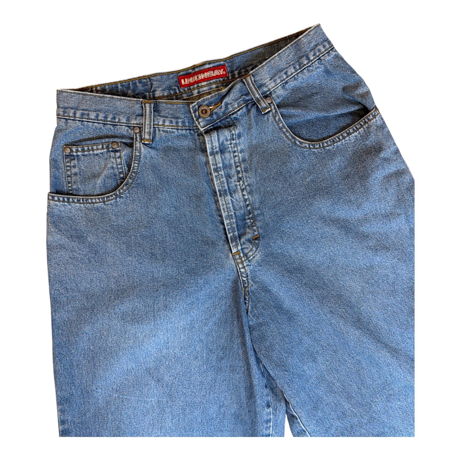 Unionbay Vintage 90s Cinch Back High Rise Wide Leg Denim Jeans Blue 26W