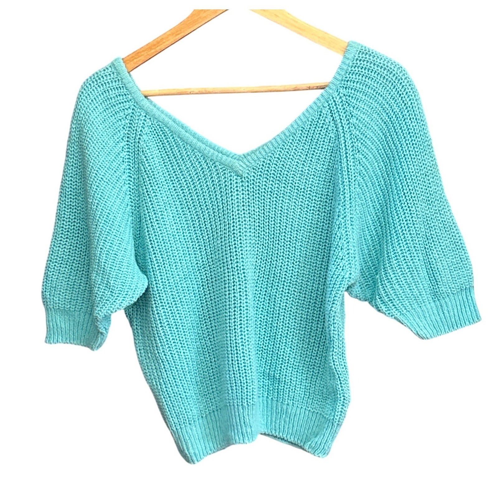 Vintage Charlayne New York Knit Sweater Coastal Mermaidcore Aqua Turquoise M