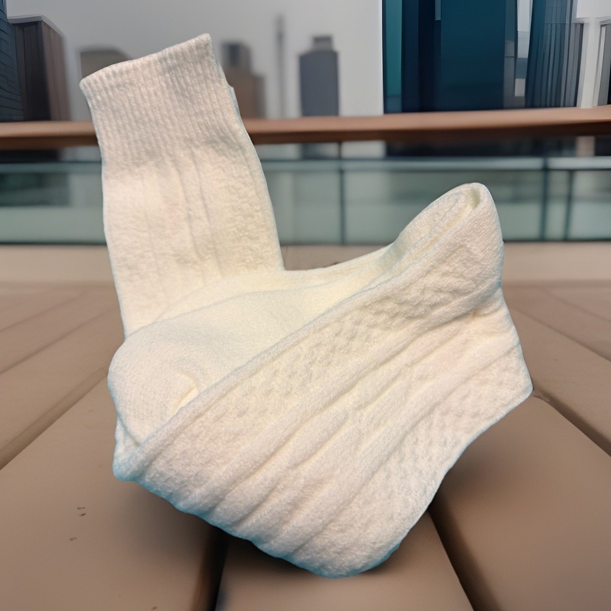 VTG Socks Hosiery 90s Cable Knit White NOS 9-11 24&Prime; USA Stocking School Girls.