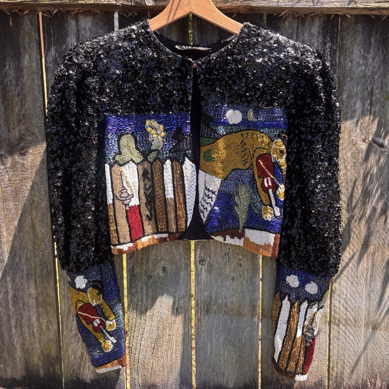 Vintage Camille Wearable Art Bolero Jacket Sz M/L Sequin