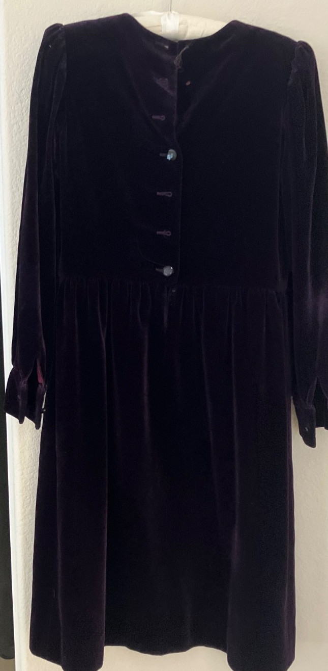 Saint Laurent Rive Gauche YSL Deep Purple Vintage Velvet Dress