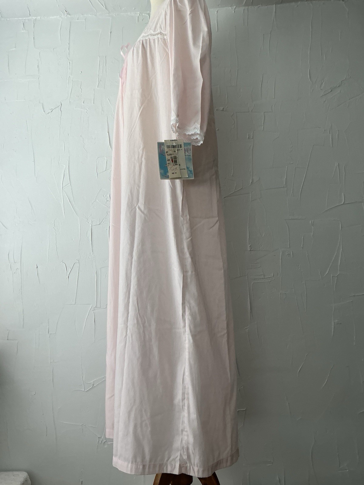Barbizon Nightgown Medium Pink Authentic Vintage USA Long Lace, Tags Still On