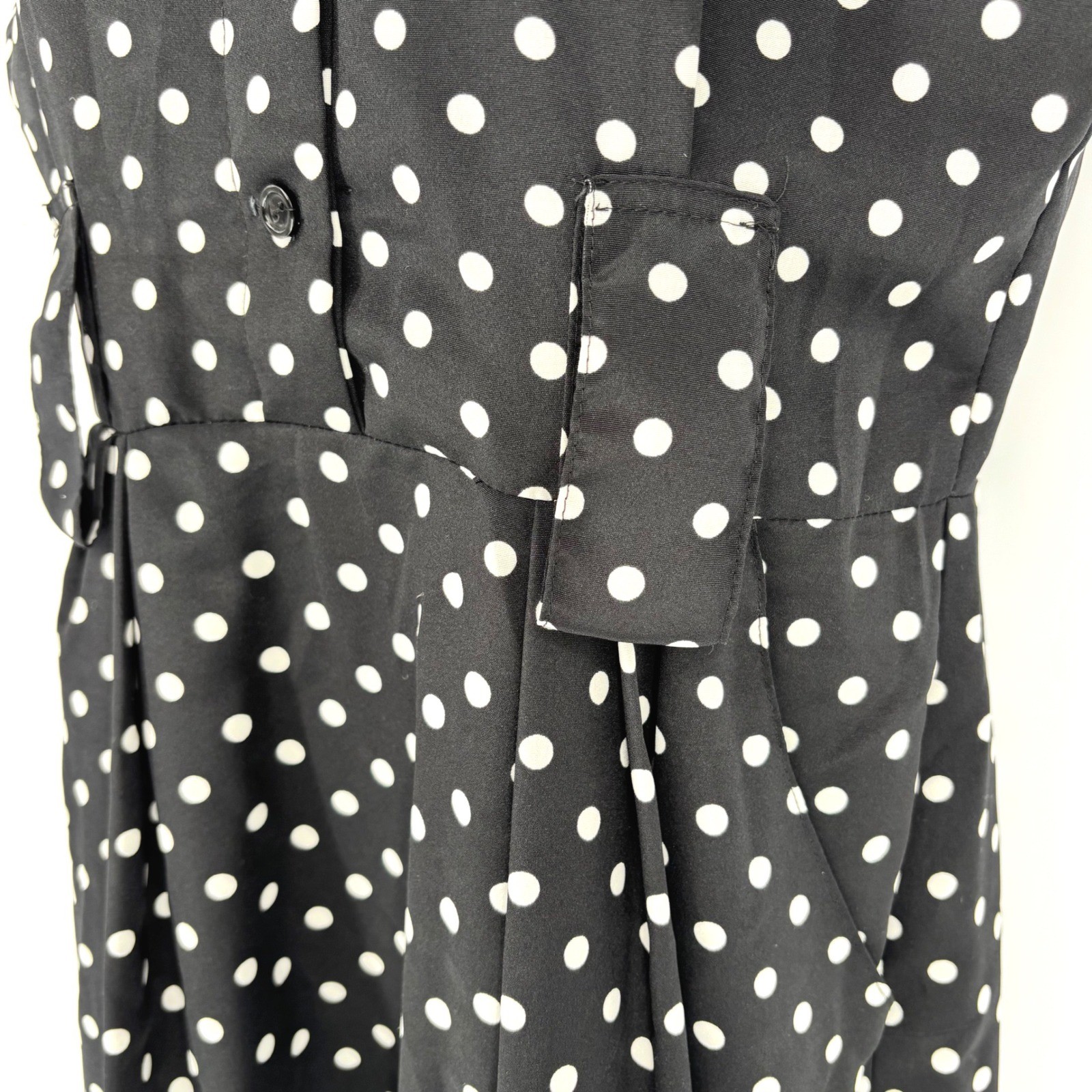 Vintage 80s Kristen Polka Dot High Neck Midi Secretary Dress Sz 10