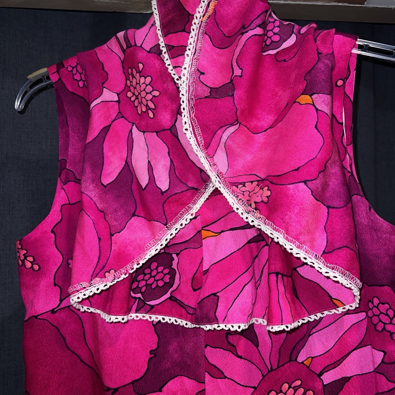 Vintage Hilo Hattie Fashions Hawaii Dress Size 16 MCM, Maxi Length Ruffle Neck