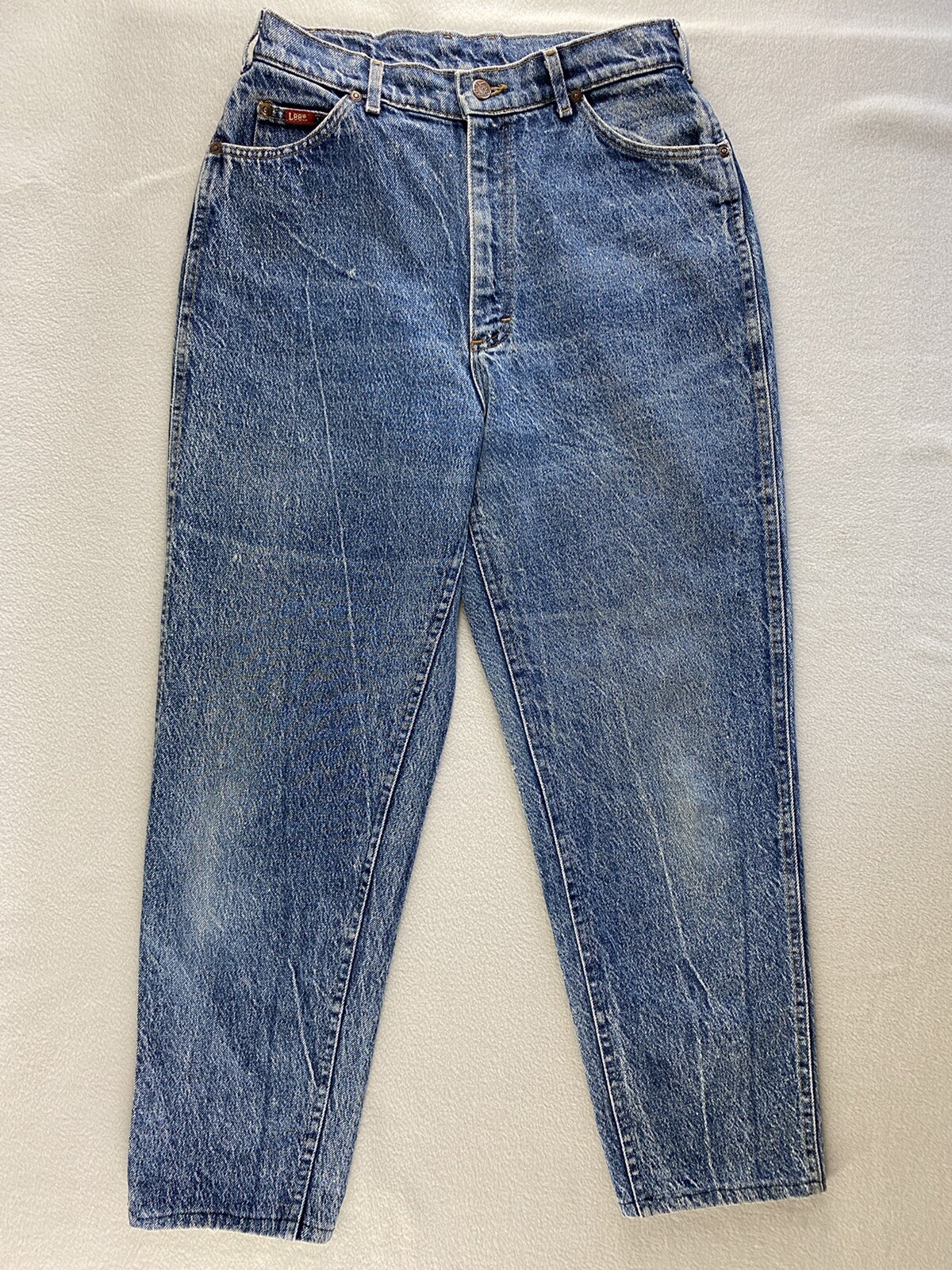 Vintage Lee Acid Wash Mom Jeans High Waist Tapered Leg Women Size 12 30&Prime; x 27.5&Prime;