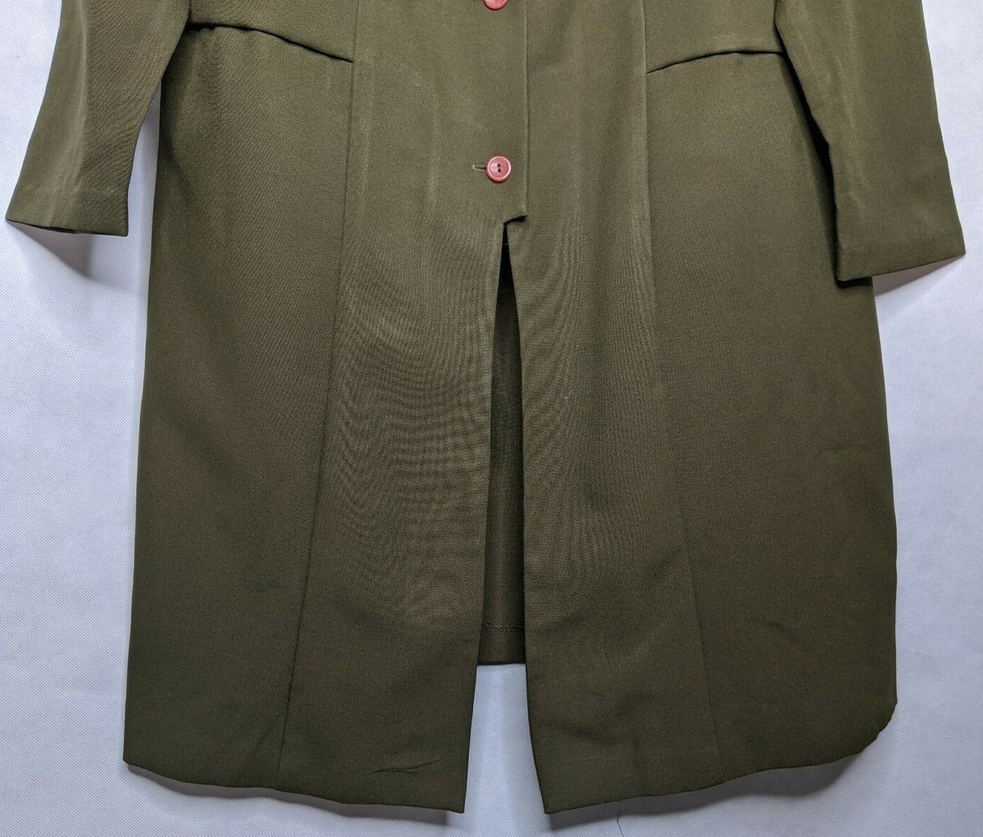 Coat Green Vintage Topcoat Jacket Princess Seam 3/4 Length Buttons 18W Vtg