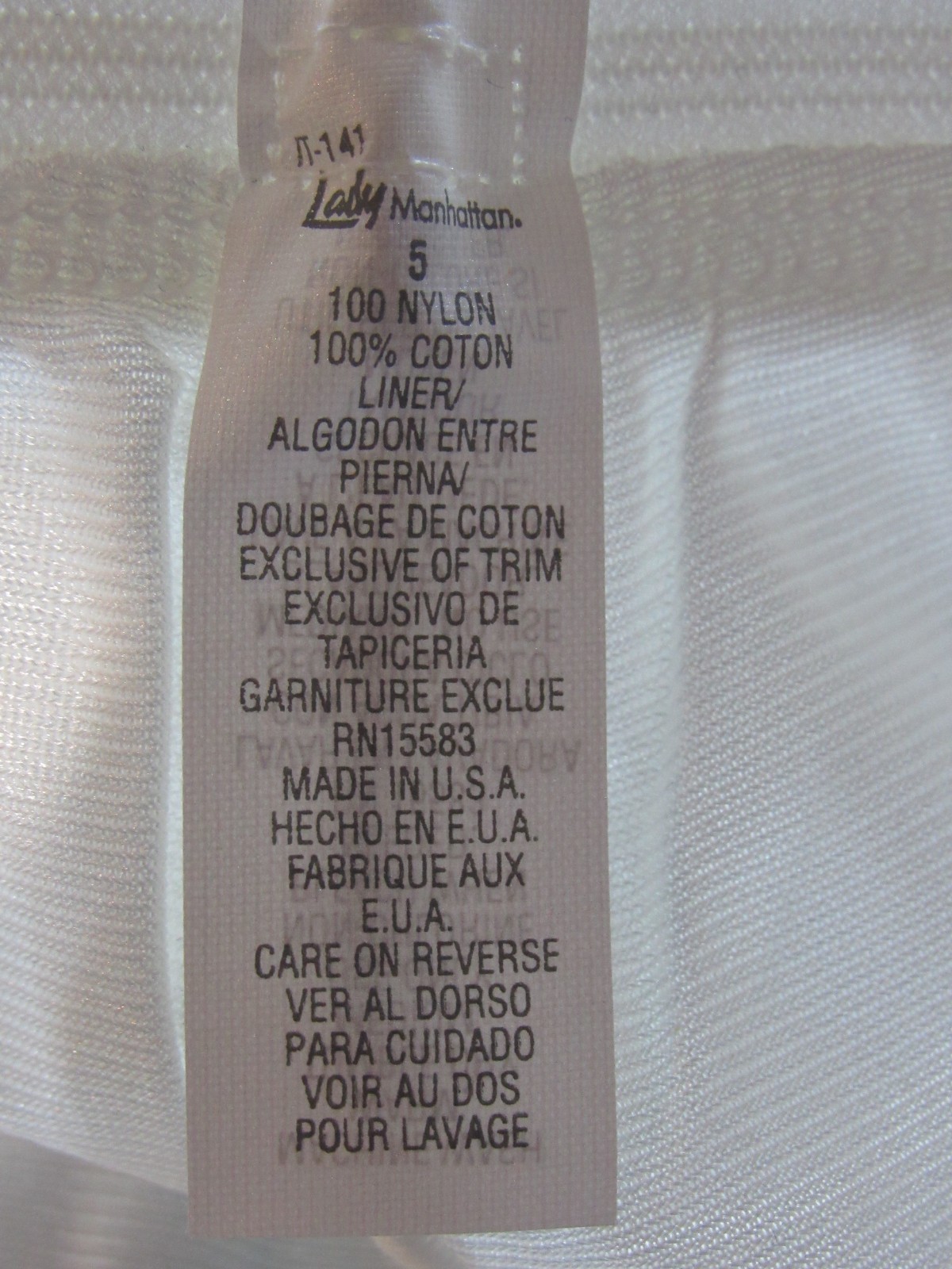 VINTAGE LADY MANHATTAN WHITE SILKY SOFT NYLON HI CUT LEG PANTIES SIZE 5 S NWOT