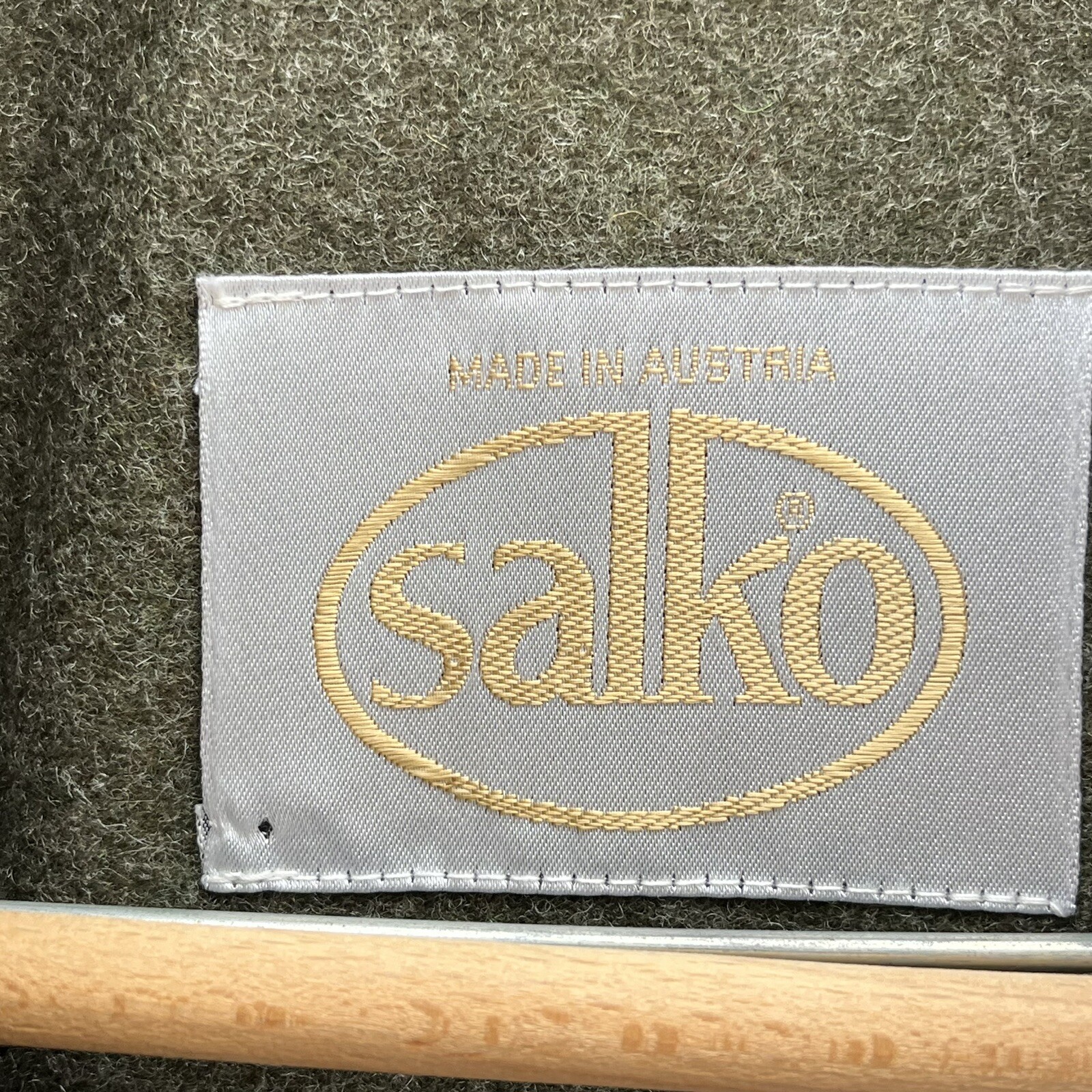 SALKO Austria Wool Cotton Trench Coat Womens 8 EUR38 Khaki Removable Lining Vtg