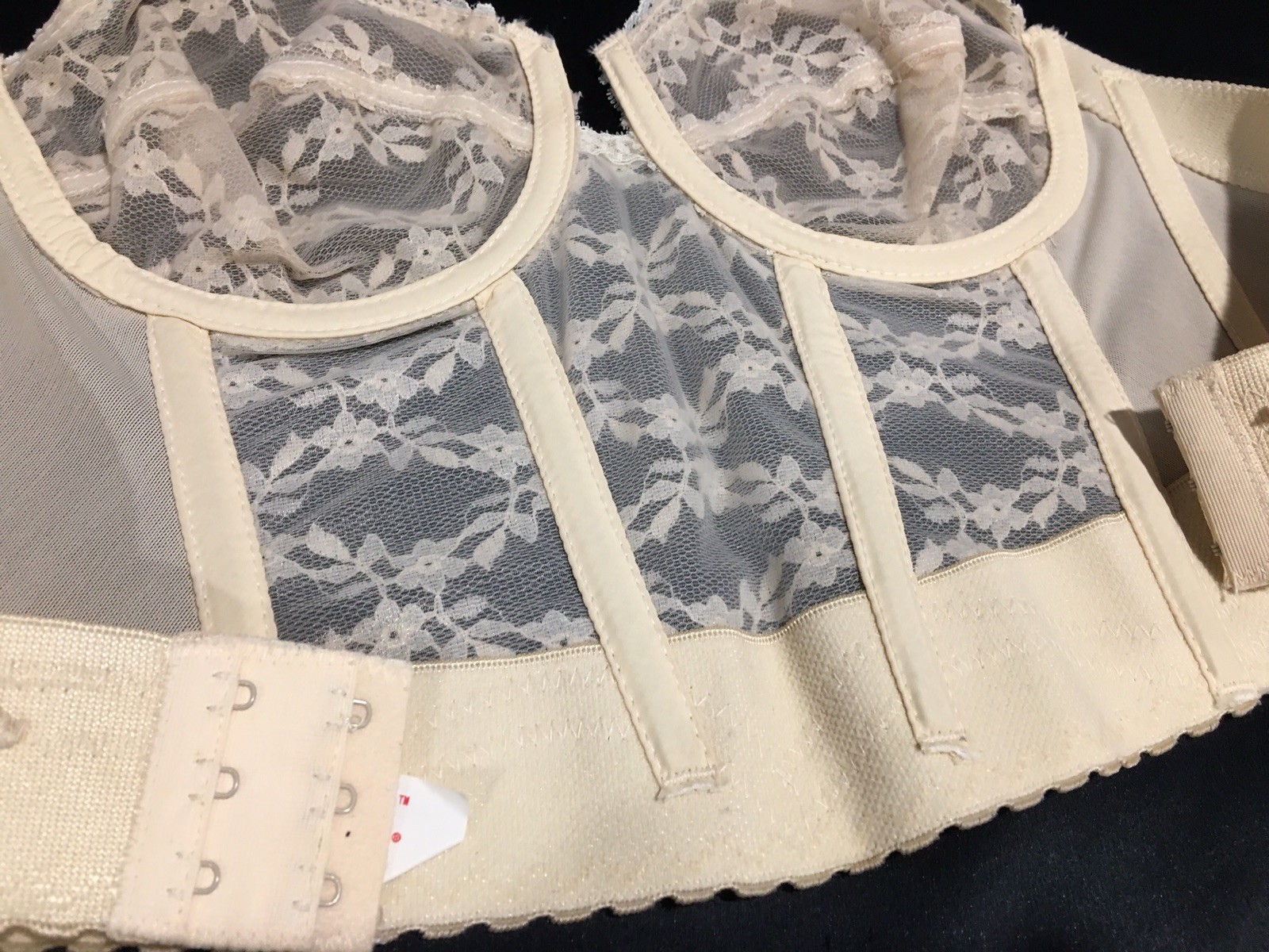 Vtg Young Smoothie Backless Sheer Lace Bustier Corset 36 B