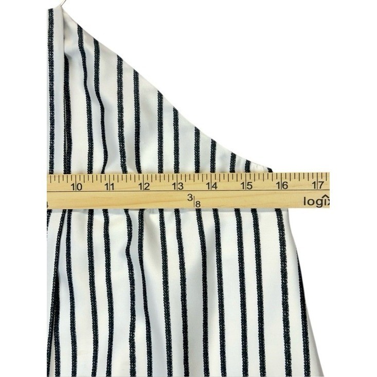Halston Halter Top Black White Stripe Asymmetric Diagonal Panel Old Money XS