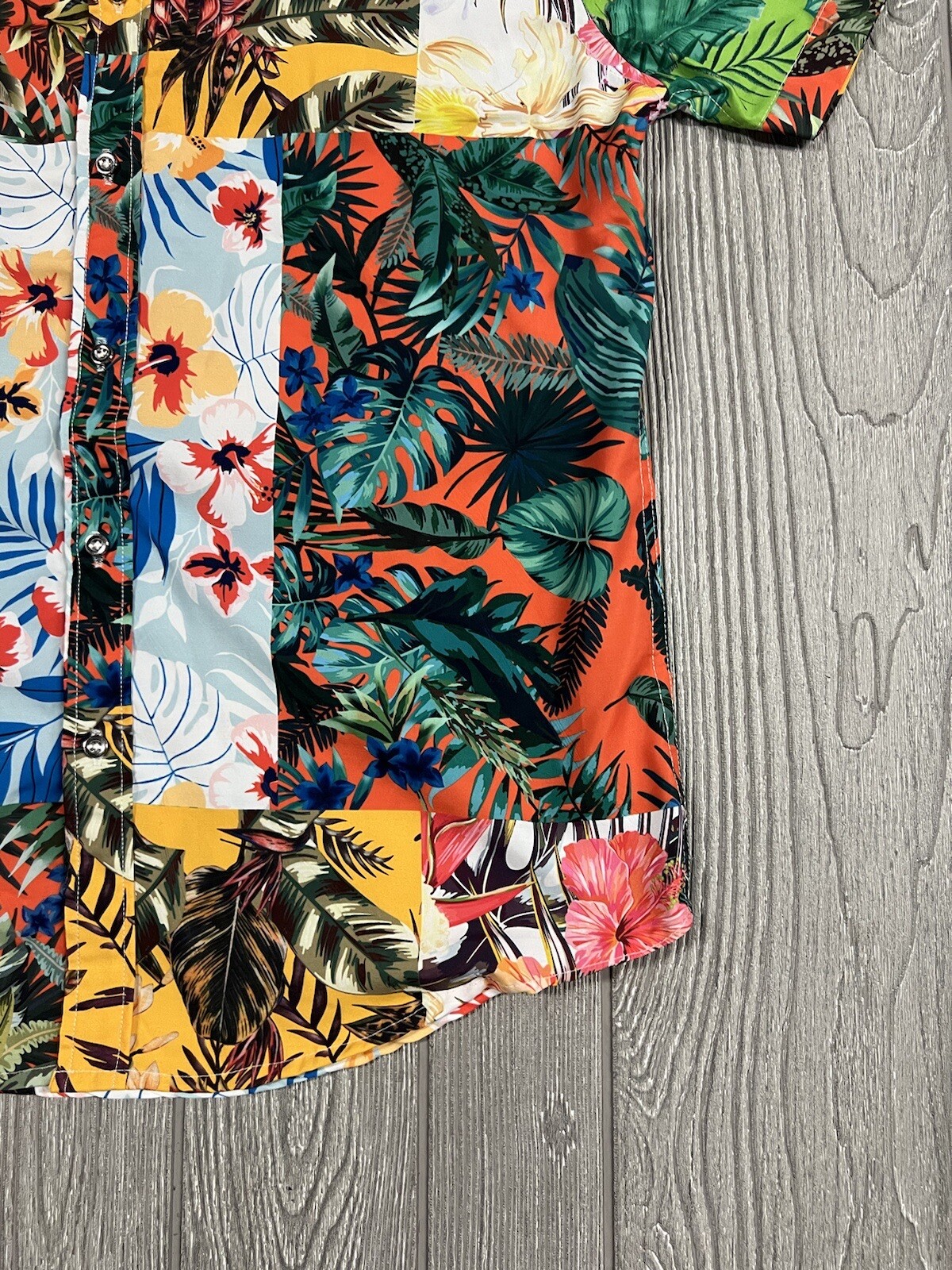 CR-24 Bordo Cromato Hawaiian Shirt Women’s M All Over Tropical Floral Print VTG