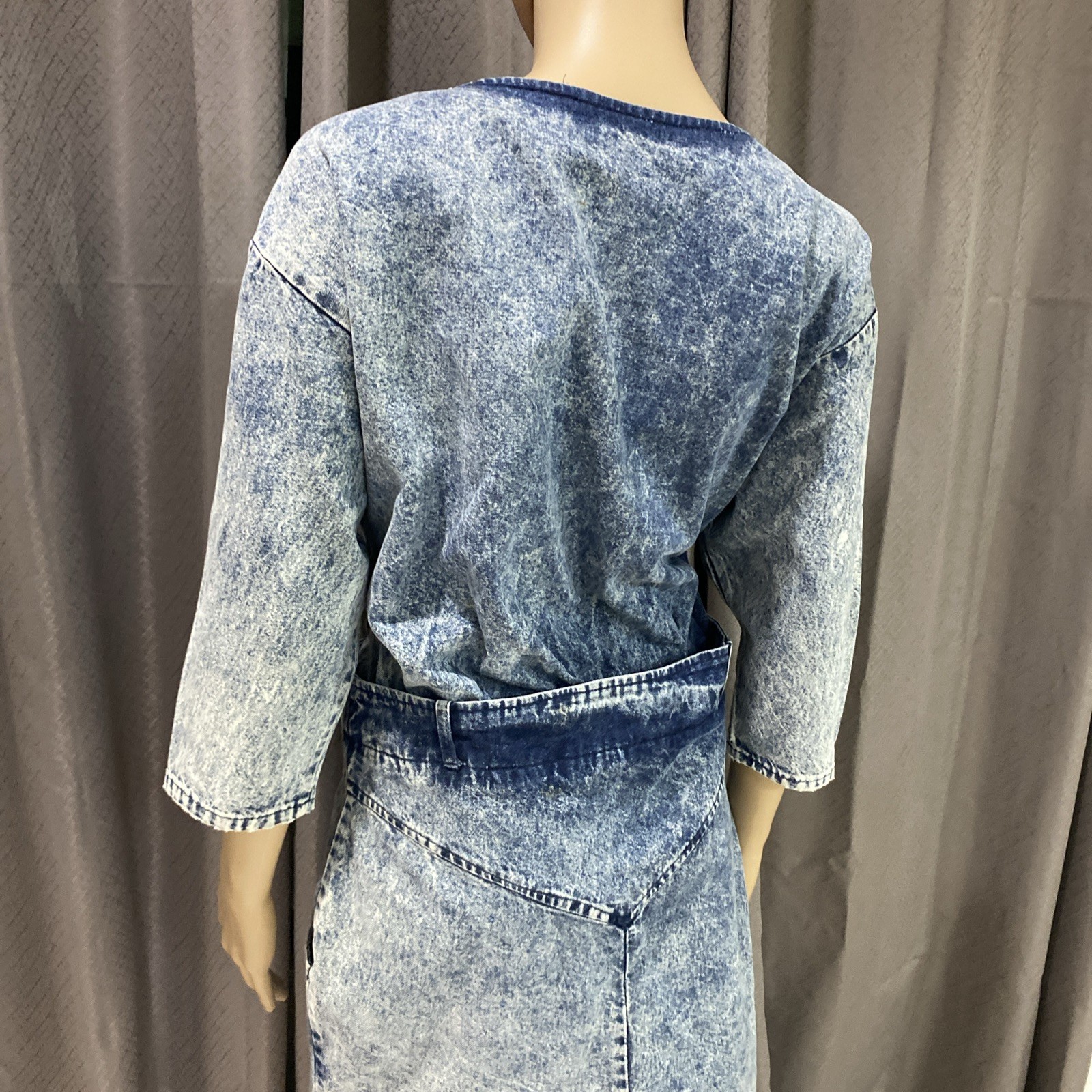 Vintage Landon West 1980s Blue Denim Shirt Dress 100% Cotton Size 7/8