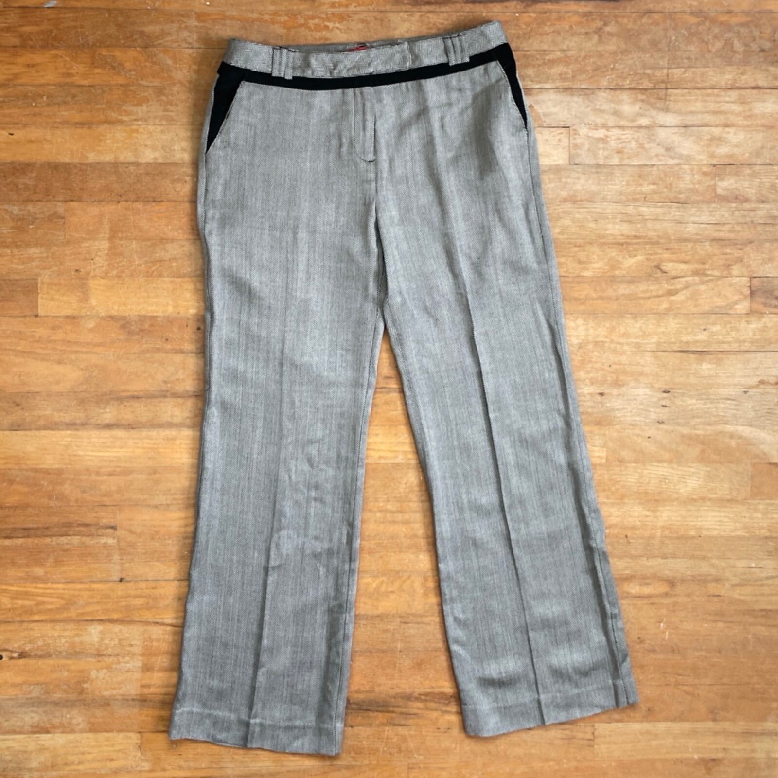 Vintage Herringbone Pants Size Large 33&Prime; Waist 1990s Oscar de la Renta Trousers