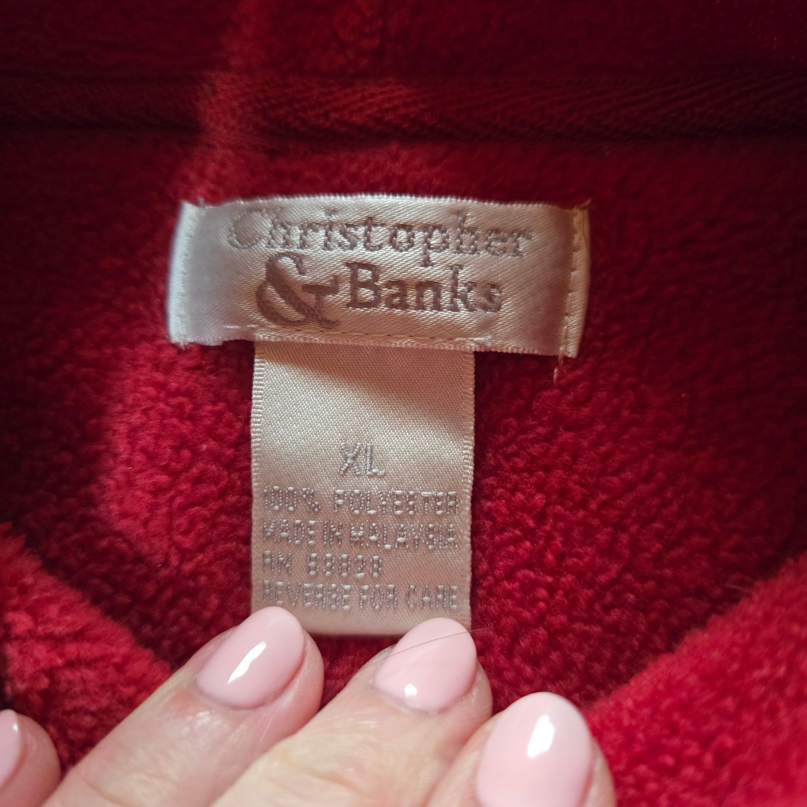 Vtg Christopher & Banks XL Pullover 1/2 turtleneck fleece sweatshirt Red Horses