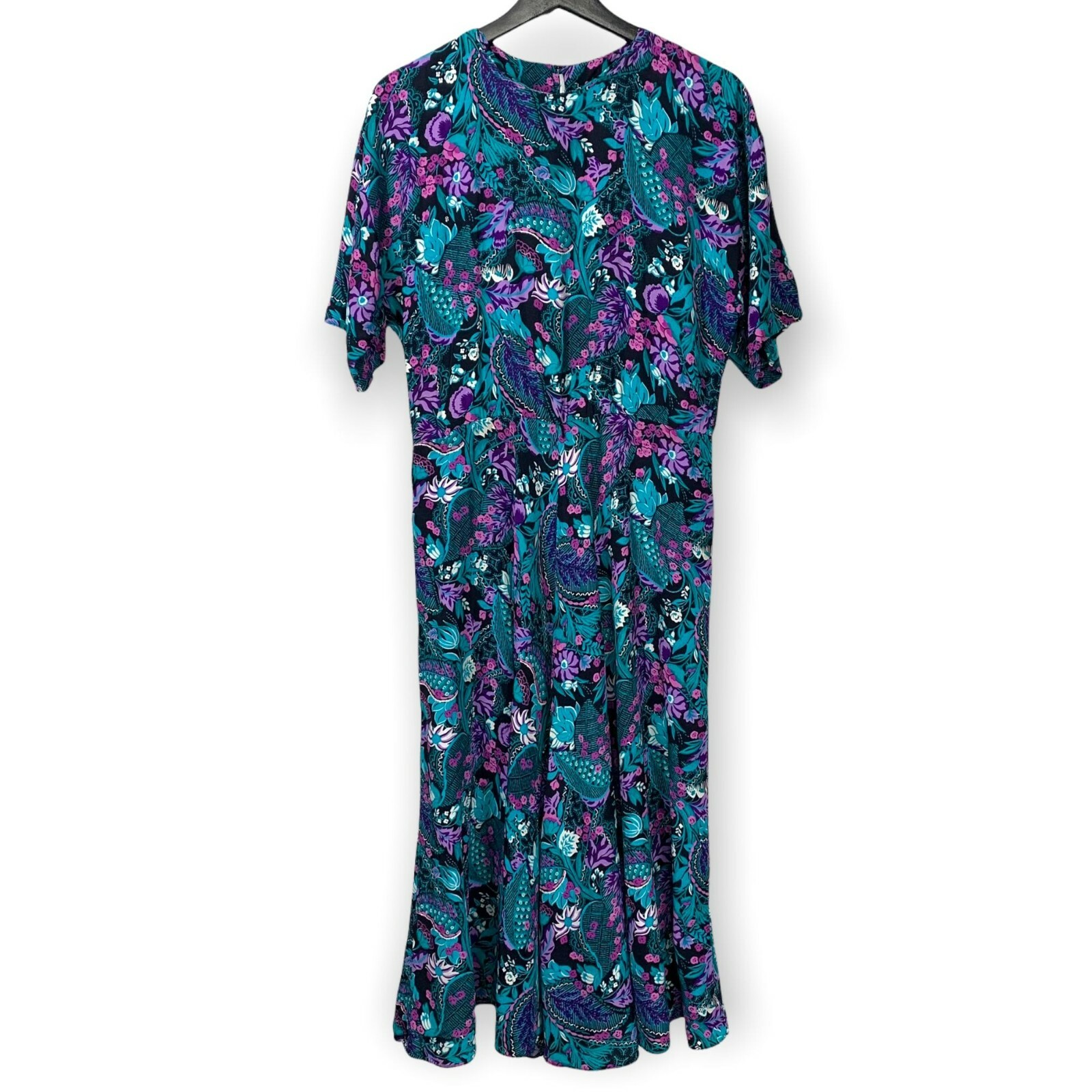Vintage 90s ED Michaels Jewel Tone Floral Dress Small