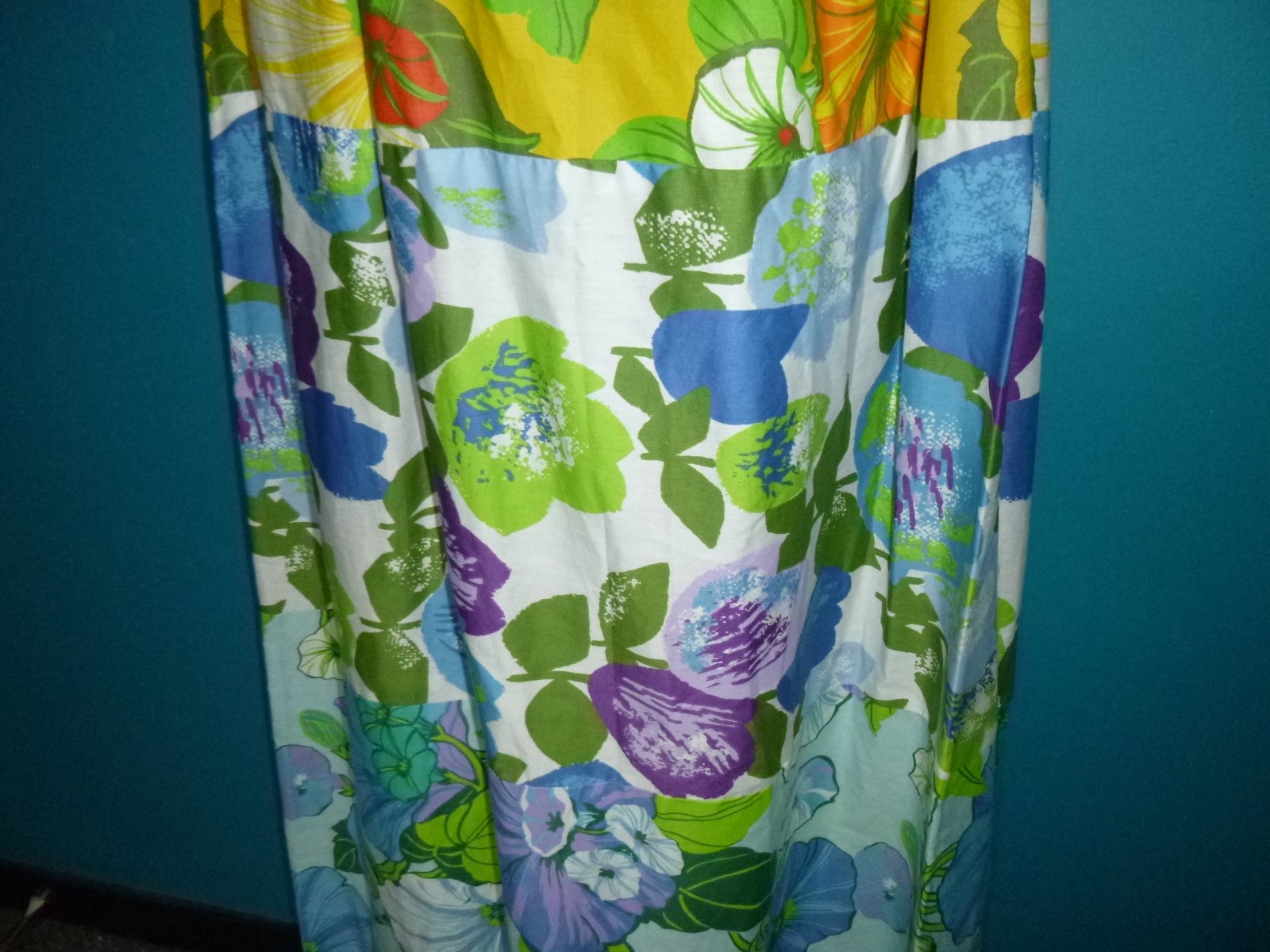 Vtg 60s 70s STUNNING Patchwork Floral Prairie Style Maxi Dress Sz S/M