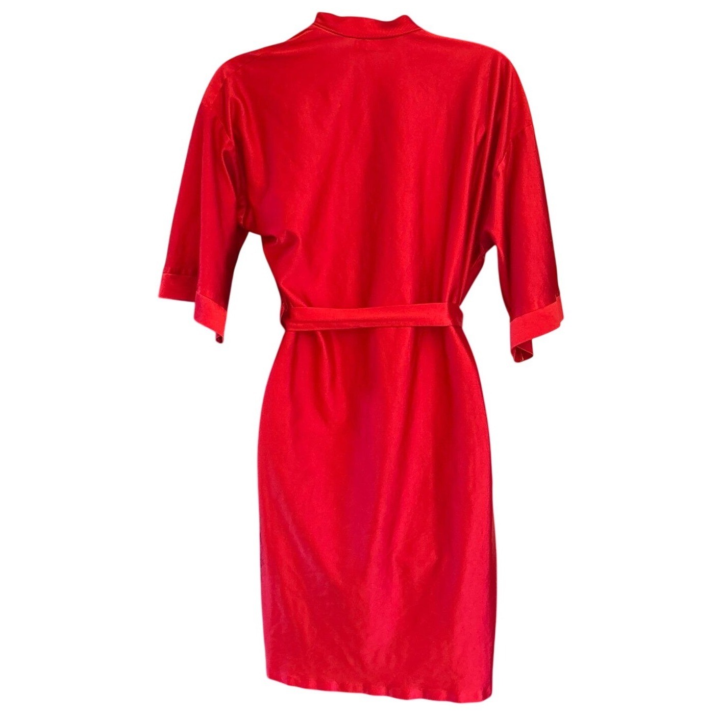 Vintage Cristina Red Satin Robe Old Hollywood Glamour Retro Loungewear Wrap